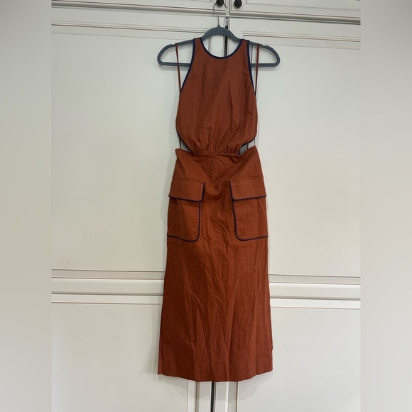 STAUD Bree gathered linen-blend halterneck midi dress (SD2) - Picture 8 of 11